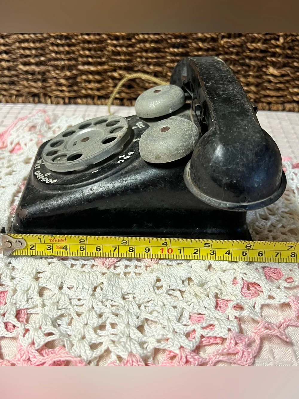 Vintage 1940s Steel Stamping Co. Black Metal Toy Rotary Telephone – Rare